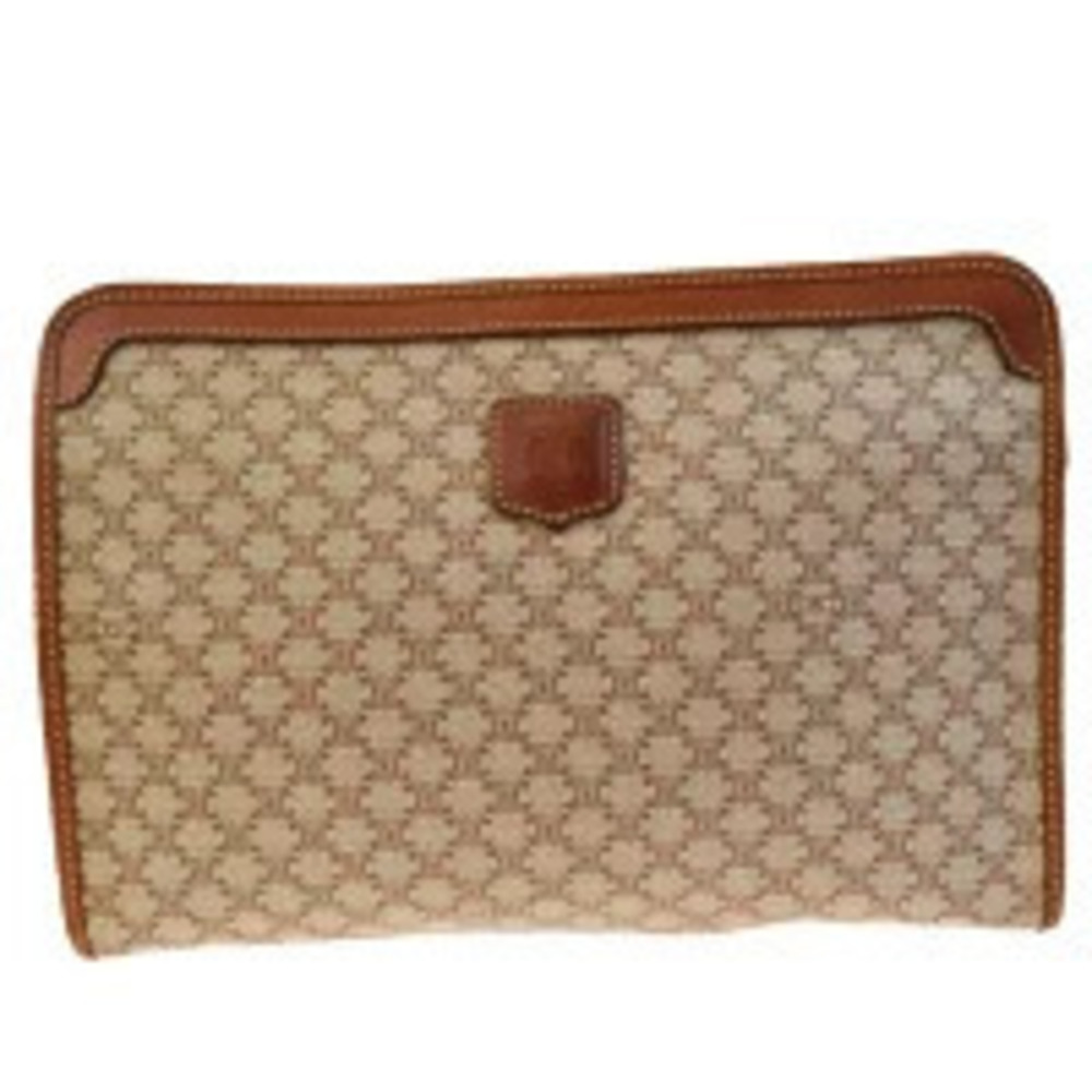 Celine Macadam Clutch Bag Shoulder Pouch Clutch Brown Leather